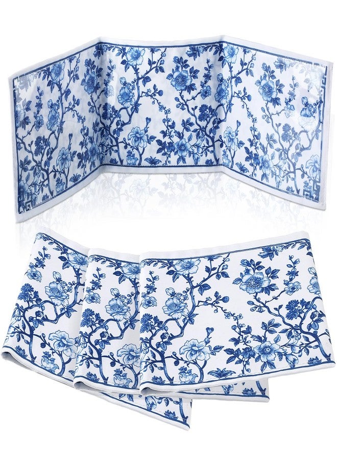 Sonwyoung 4 Pack Chinoiserie Mahjong Card Holder Chinoiserie Print Mahjong Card Sleeve Large Size(6 1/8”x4 3/4”) Soft Printed Fabric Scorecard Protector Holder Cover Gifts(Blue) - Image 1